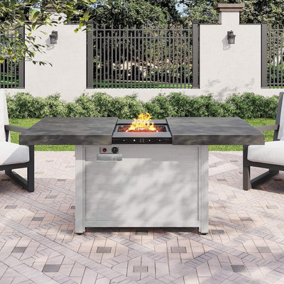 59" Propane Fire Pit Table with Extendable Top – 50,000 BTU, Gray