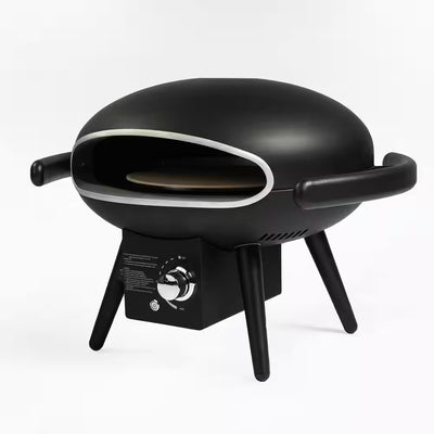 12" Propane Outdoor Pizza Oven with Automatic Rotating Stone, 950°F Max Temperature & Accessories – Black