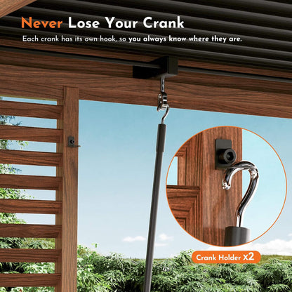 12x12 Ft Wood-Grain Aluminum Louvered Pergola with Adjustable Roof and Integrated Drainage