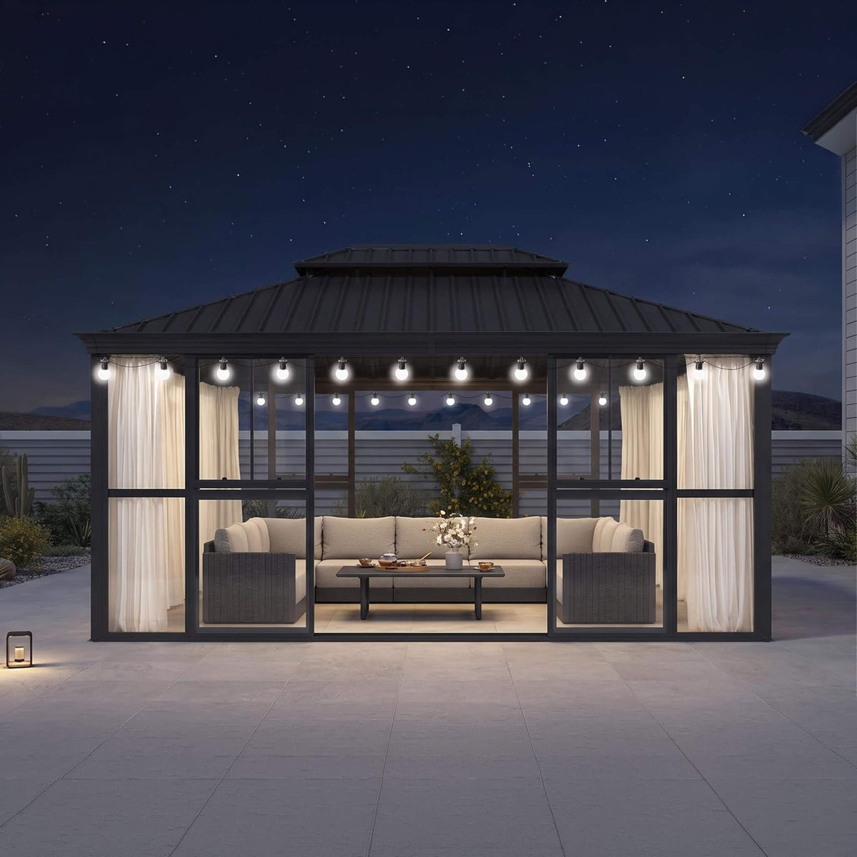 Vue 12' x 16' Extra-Large Panoramic Outdoor Solarium with Windows & Sliding Doors