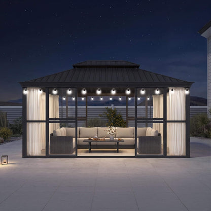 Vue 12' x 16' Extra-Large Panoramic Outdoor Solarium with Windows & Sliding Doors