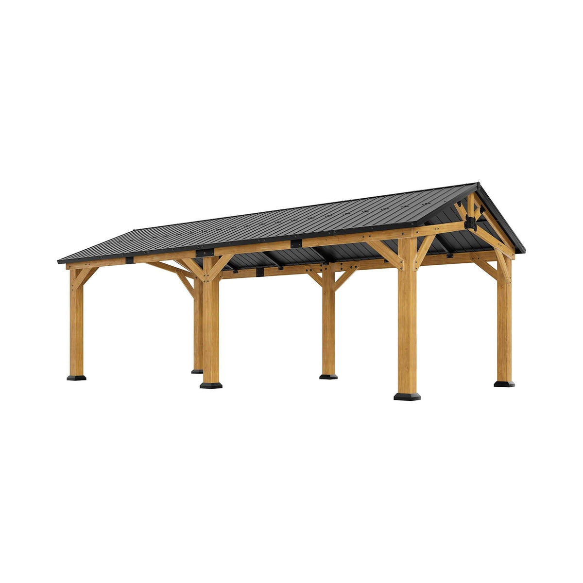 12' x 24' Cedar Wood Hardtop Gazebo with Galvanized Steel Roof & Drainage System