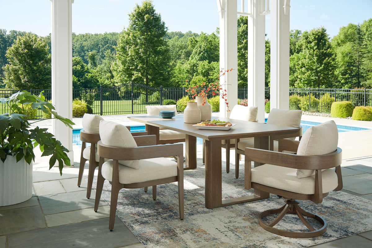 Serene Bay 7-Piece Outdoor Dining Set with Cushioned Chairs – Dark Brown