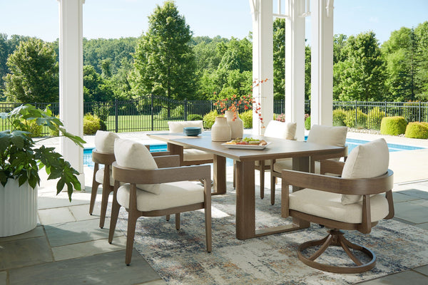 Serene Bay 7-Piece Outdoor Dining Set with Cushioned Chairs – Dark Brown
