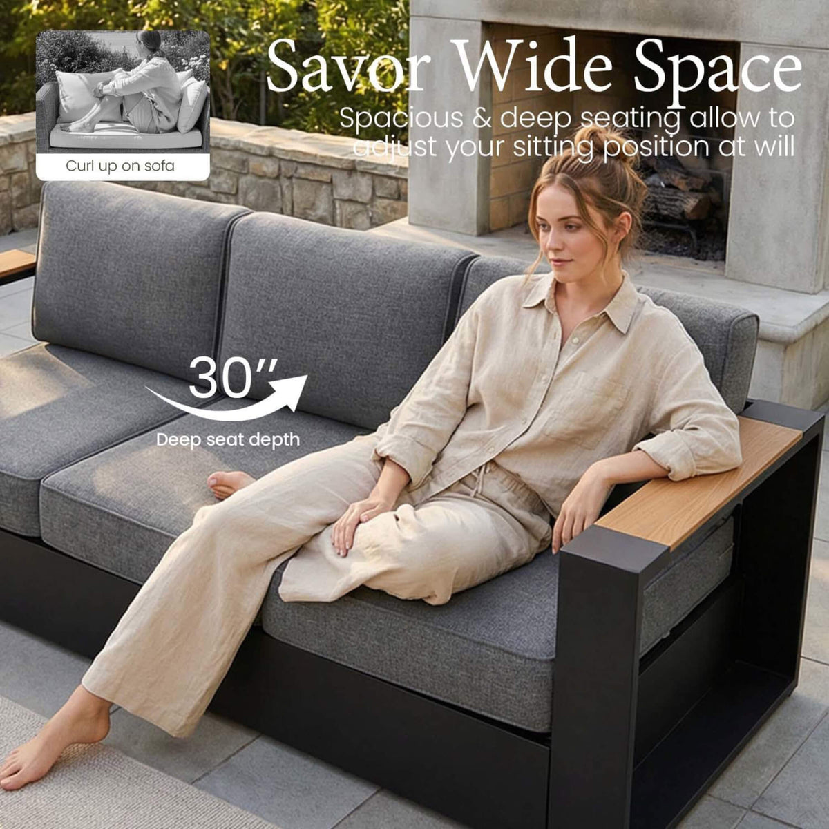 4-Piece Aluminum Outdoor Patio Furniture Set with 55,000 BTU Fire Pit Table