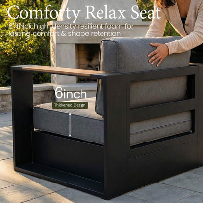 4-Piece Aluminum Outdoor Patio Furniture Set with 55,000 BTU Fire Pit Table