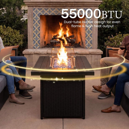 4-Piece Aluminum Outdoor Patio Furniture Set with 55,000 BTU Fire Pit Table