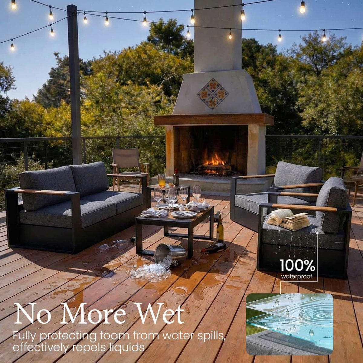 4-Piece Aluminum Outdoor Patio Furniture Set with 55,000 BTU Fire Pit Table