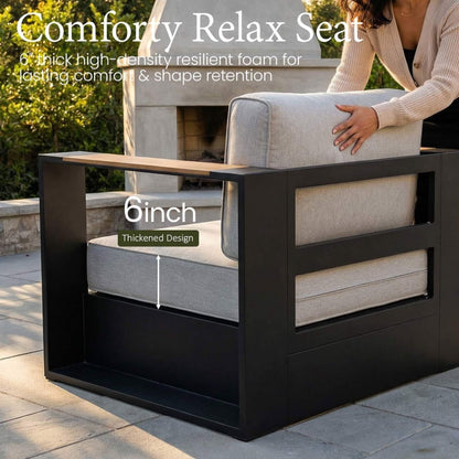 5-Piece Aluminum Outdoor Patio Furniture Set with 55,000 BTU Fire Pit Table