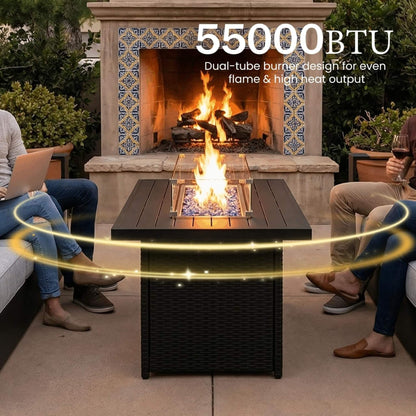 5-Piece Aluminum Outdoor Patio Furniture Set with 55,000 BTU Fire Pit Table