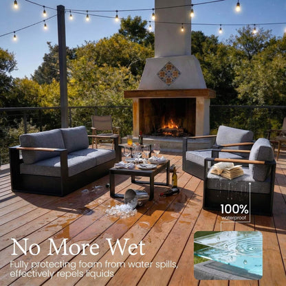 5-Piece Aluminum Outdoor Patio Furniture Set with 55,000 BTU Fire Pit Table