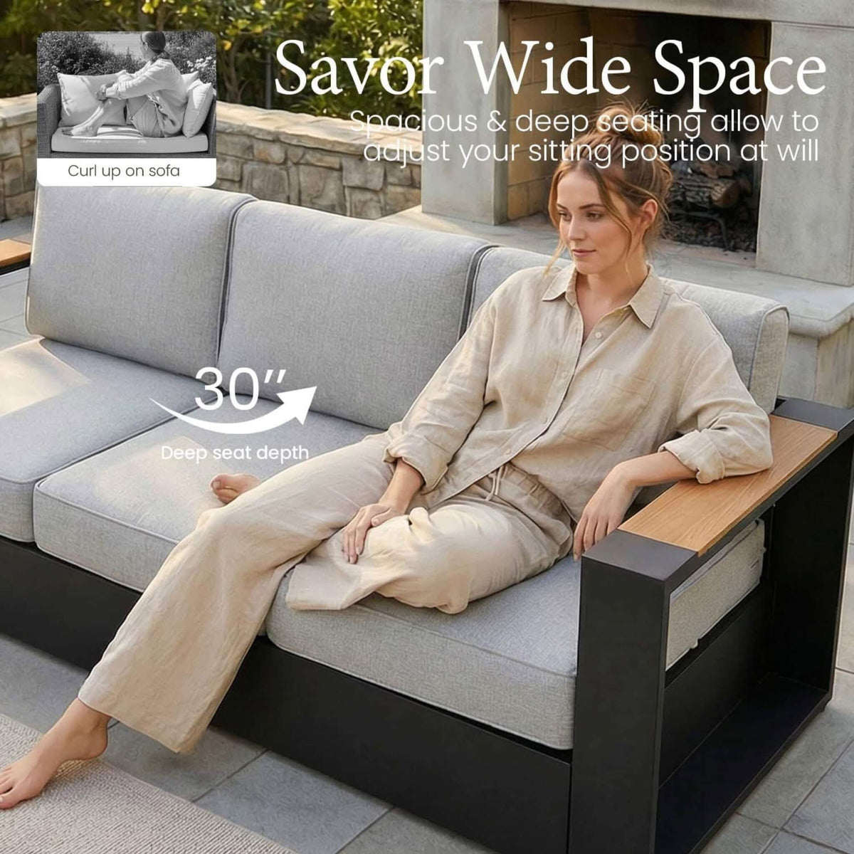 5-Piece Aluminum Outdoor Patio Furniture Set with 55,000 BTU Fire Pit Table