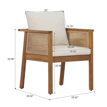 7-Piece Acacia Wood Outdoor Dining Set with Extendable Table and Cushioned Armchairs