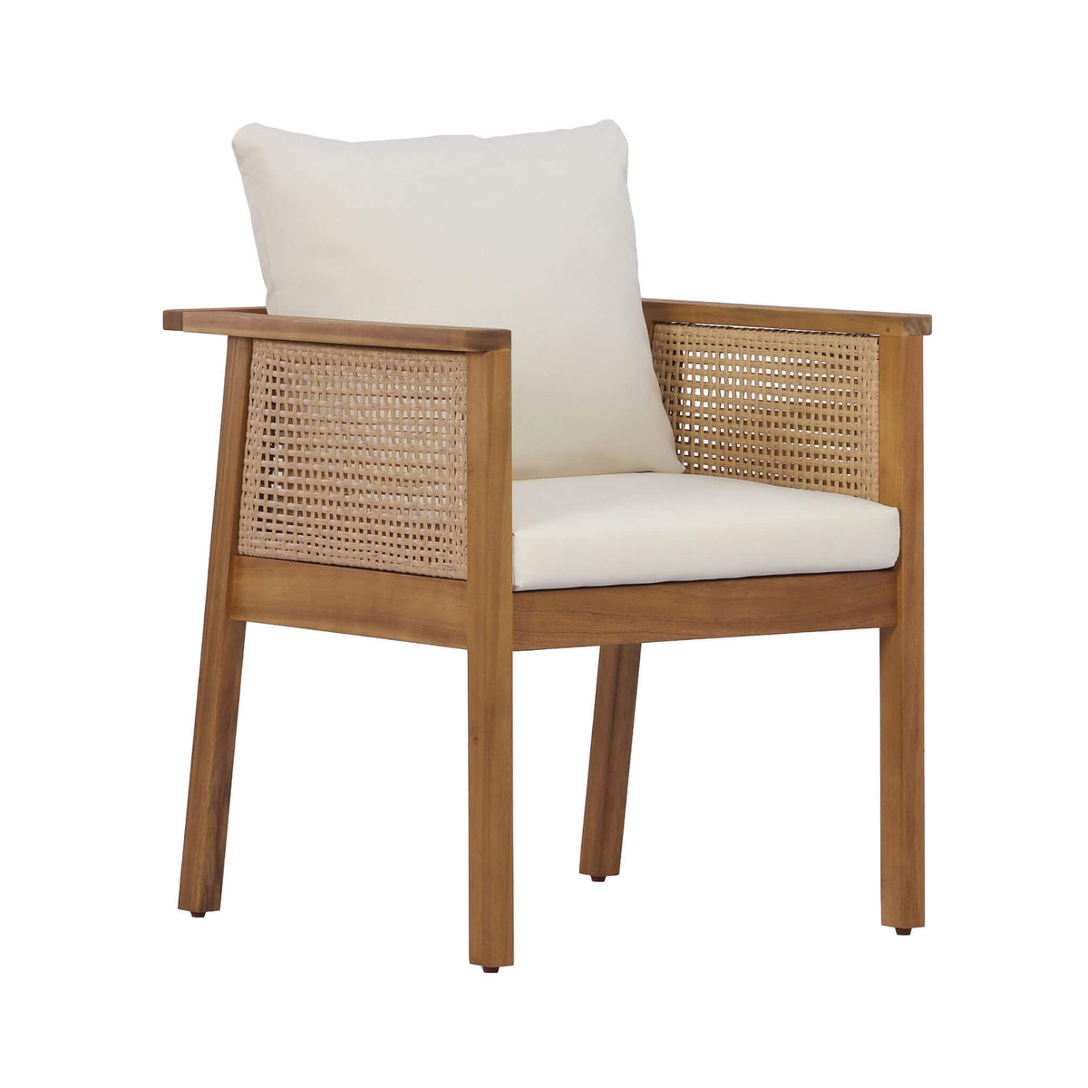 7-Piece Acacia Wood Outdoor Dining Set with Extendable Table and Cushioned Armchairs