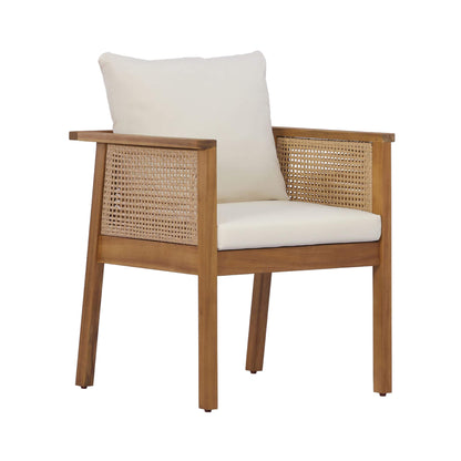 7-Piece Acacia Wood Outdoor Dining Set with Extendable Table and Cushioned Armchairs