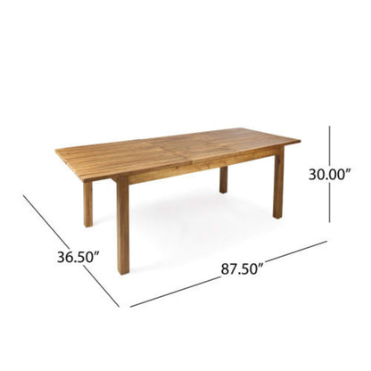 7-Piece Acacia Wood Outdoor Dining Set with Extendable Table and Cushioned Armchairs
