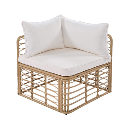 7-Piece All-Weather Rattan Outdoor Patio Sofa Set with Cushions and Coffee Table