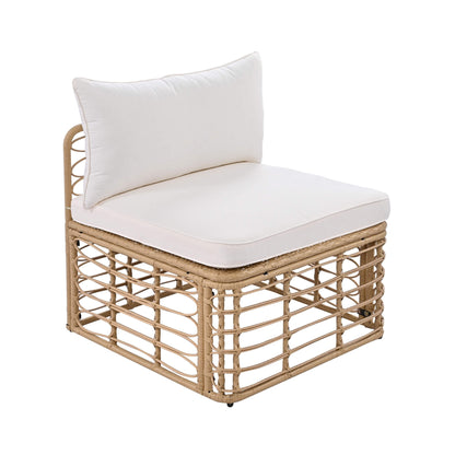 7-Piece All-Weather Rattan Outdoor Patio Sofa Set with Cushions and Coffee Table