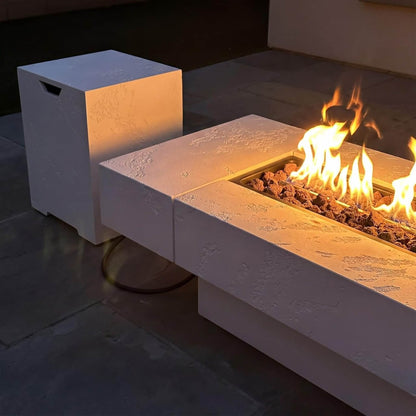 71" Outdoor Fire Pit Table with Wind Guard – 60,000 BTU, Rectangular Design