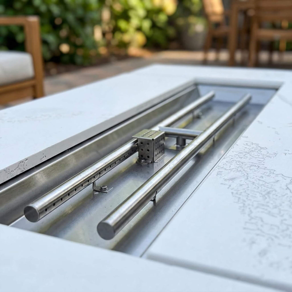 71" Outdoor Fire Pit Table with Wind Guard – 60,000 BTU, Rectangular Design