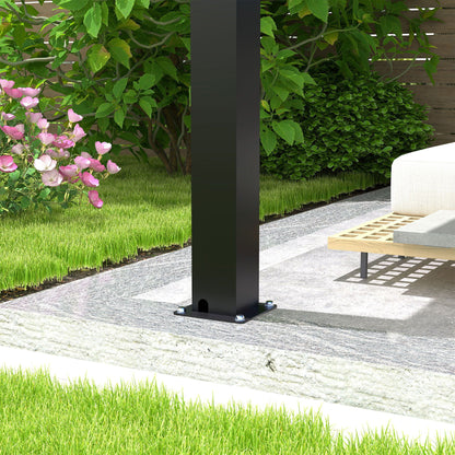 Black Louvered Pergola with Adjustable Roof, Integrated Drainage and Powder-Coated Aluminum Frame – 228 x 118 Inches