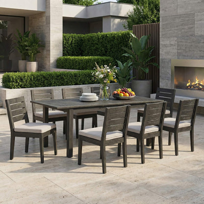 9-Piece Outdoor Dining Set with Extendable Acacia Wood Table and 8 Cushioned Chairs