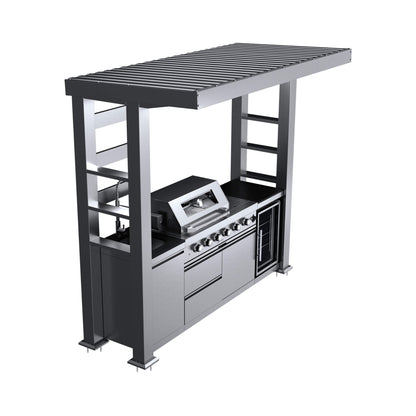 Amalfi 97-Inch 4-Burner Outdoor Kitchen Island with 72,000 BTU Grill, Wine Cooler, Rotisserie and Granite Countertops