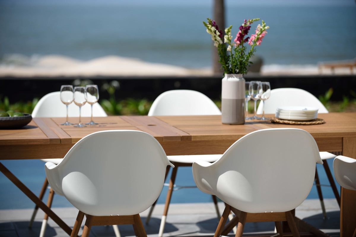 LifestyleGarden Leyland Table and 8 Chamonix Armchairs Outdoor Dining Set