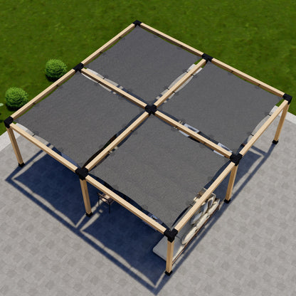 Zen DIY Freestanding Pergola Kit with 4 Shade Canopies – Up to 24' x 24' – 4x4 or 6x6 Brackets