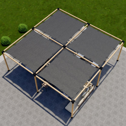 Zen DIY Freestanding Pergola Kit with 4 Shade Canopies – Up to 24' x 24' – 4x4 or 6x6 Brackets