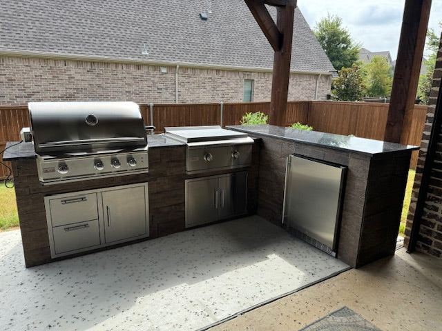 WPPO 12-Foot Modular Outdoor Kitchen Island with Natural Stone Sides and Granite Countertop