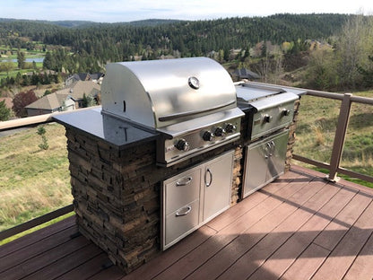 WPPO 12-Foot Modular Outdoor Kitchen Island with Natural Stone Sides and Granite Countertop