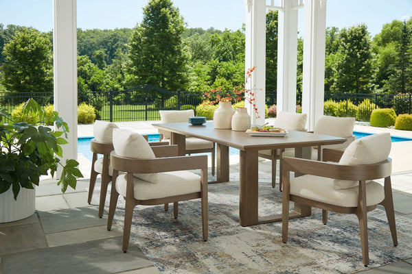 Serene Bay 7-Piece Outdoor Dining Set with Cushioned Chairs – Dark Brown