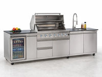 Outdoor Kitchen Island Built for Complete Outdoor Cooking, 98 Inch Modular Design, 72000 BTU 4-Burner Grill