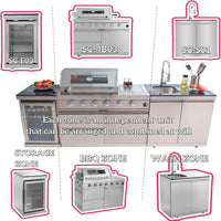 Outdoor Kitchen Island Built for Complete Outdoor Cooking, 98 Inch Modular Design, 72000 BTU 4-Burner Grill — product view 8