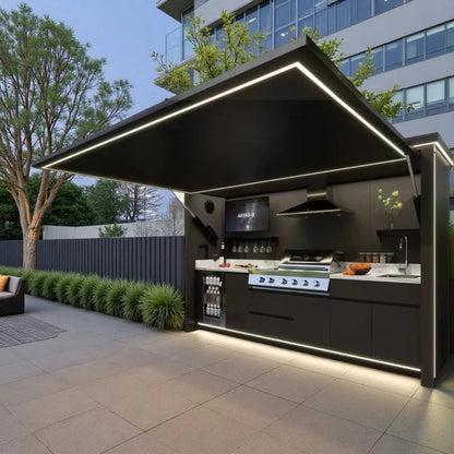 Customized Multi Functional Outdoor Kitchen BBQ Pod with Shelter Moisture Resistant Stainless Steel Outdoor Kitchen Patio Shed — product view 3