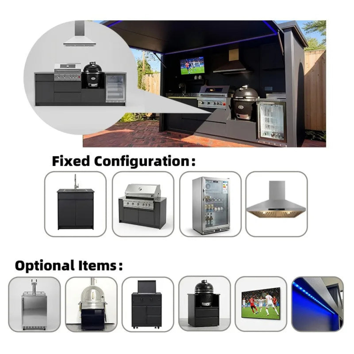 Customized Multi Functional Outdoor Kitchen BBQ Pod with Shelter Moisture Resistant Stainless Steel Outdoor Kitchen Patio Shed — product view 4