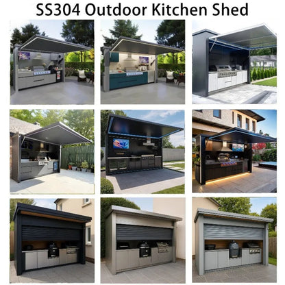 Customized Multi Functional Outdoor Kitchen BBQ Pod with Shelter Moisture Resistant Stainless Steel Outdoor Kitchen Patio Shed — product view 6