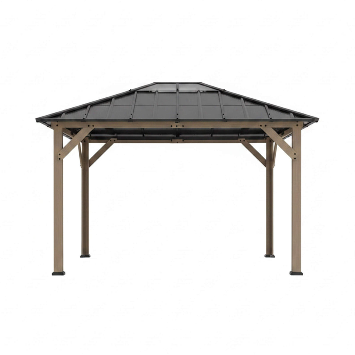 8x10 Heavy-Duty Fir Wood Hardtop Gazebo with Galvanized Steel Roof and Ceiling Hooks