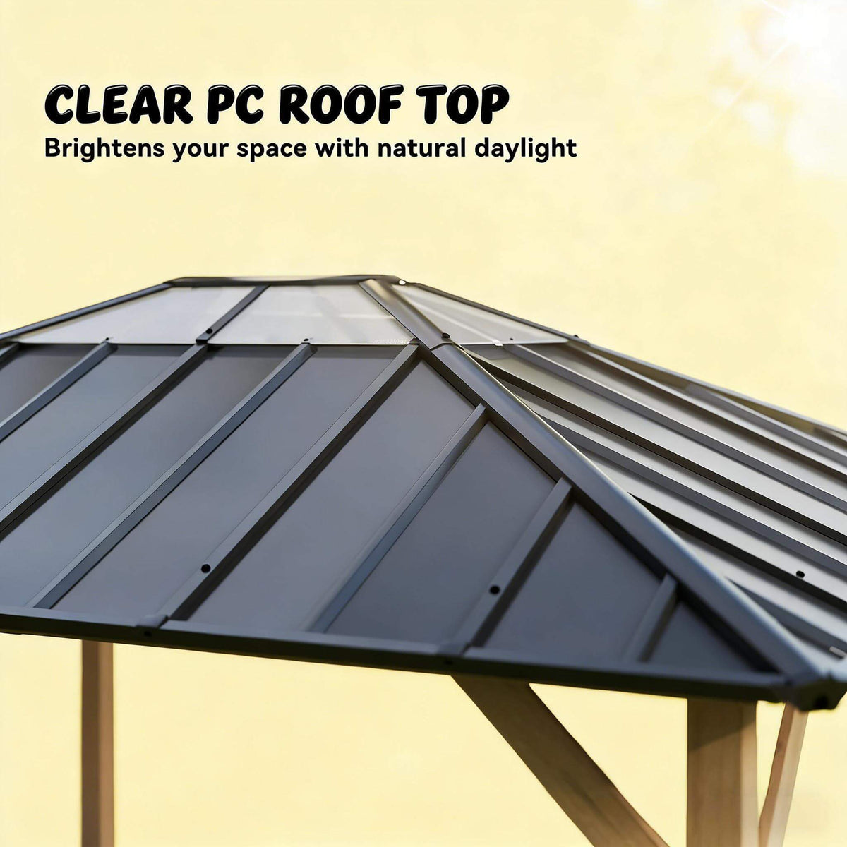 8x10 Heavy-Duty Fir Wood Hardtop Gazebo with Galvanized Steel Roof and Ceiling Hooks