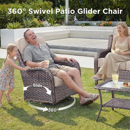 10-Piece All-Weather Wicker Outdoor Patio Furniture Set with Fire Pit Table