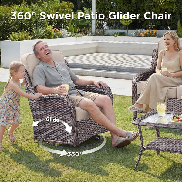 10-Piece All-Weather Wicker Outdoor Patio Furniture Set with Fire Pit Table