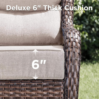 8-Piece All-Weather PE Wicker Outdoor Patio Furniture Set with Fire Pit Table