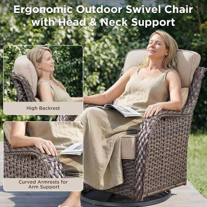 8-Piece All-Weather PE Wicker Outdoor Patio Furniture Set with Fire Pit Table