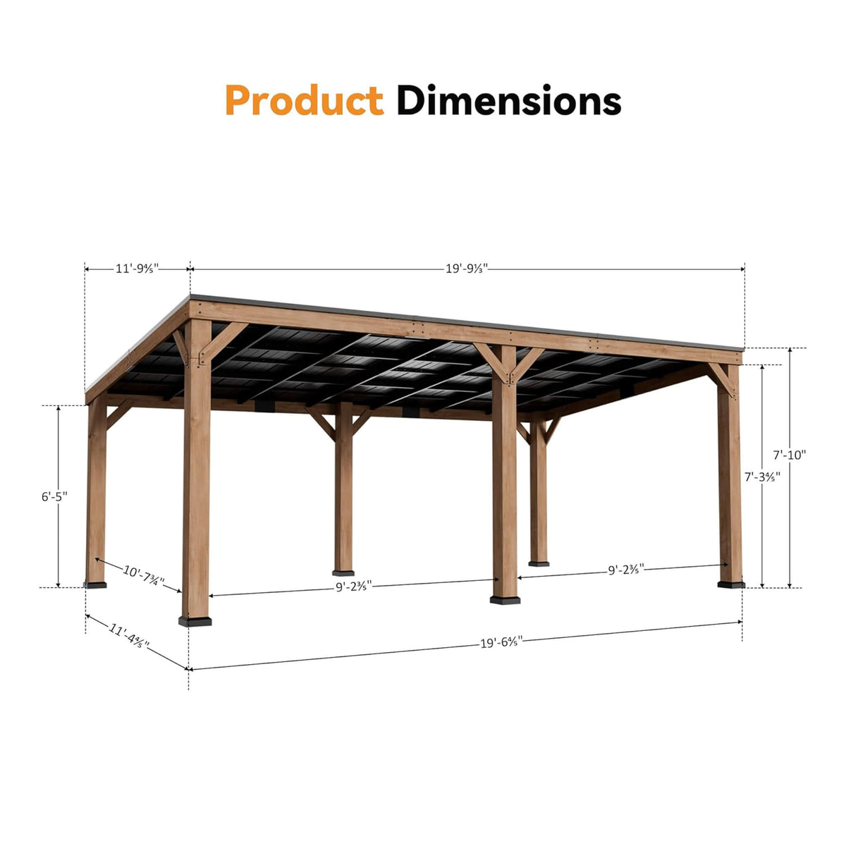 Modern Cedar Wood Outdoor Gazebo with Sloped Galvanized Steel Hardtop Roof