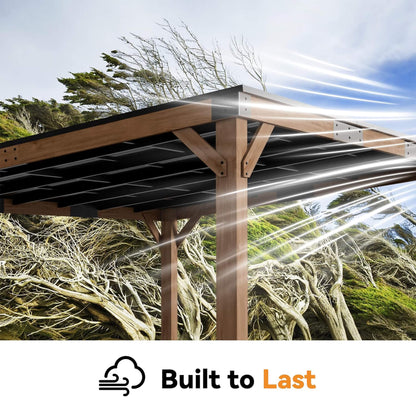 Modern Cedar Wood Outdoor Gazebo with Sloped Galvanized Steel Hardtop Roof