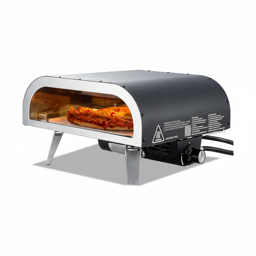 Propane Outdoor Pizza Oven, 12 Inch Gas Pizza Maker, Max 1000℉, Portable Outdoor Cooker with Thickened Pizza Stone, 3 Layers Pizza Oven for outside Patio Camping & Backyard, Black
