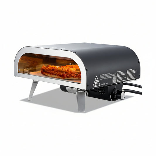 Propane Outdoor Pizza Oven, 12 Inch Gas Pizza Maker, Max 1000℉, Portable Outdoor Cooker with Thickened Pizza Stone, 3 Layers Pizza Oven for outside Patio Camping & Backyard, Black