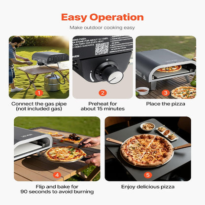 Propane Outdoor Pizza Oven, 12 Inch Gas Pizza Maker, Max 1000℉, Portable Outdoor Cooker with Thickened Pizza Stone, 3 Layers Pizza Oven for outside Patio Camping & Backyard, Black — product view 3